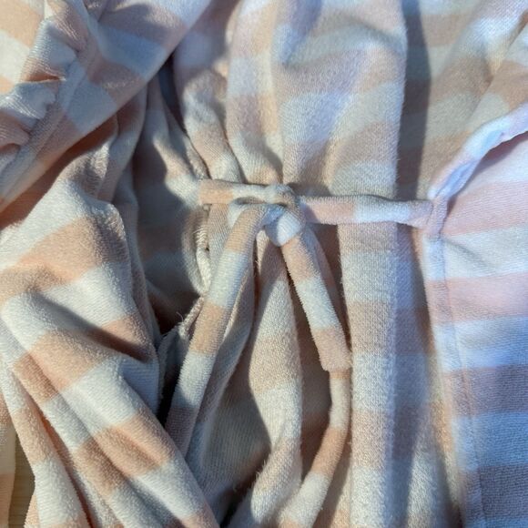 Betsey Johnson Pink Striped Ruffle Soft Robe Lounge Resort Relax Vacation - Picture 7 of 12